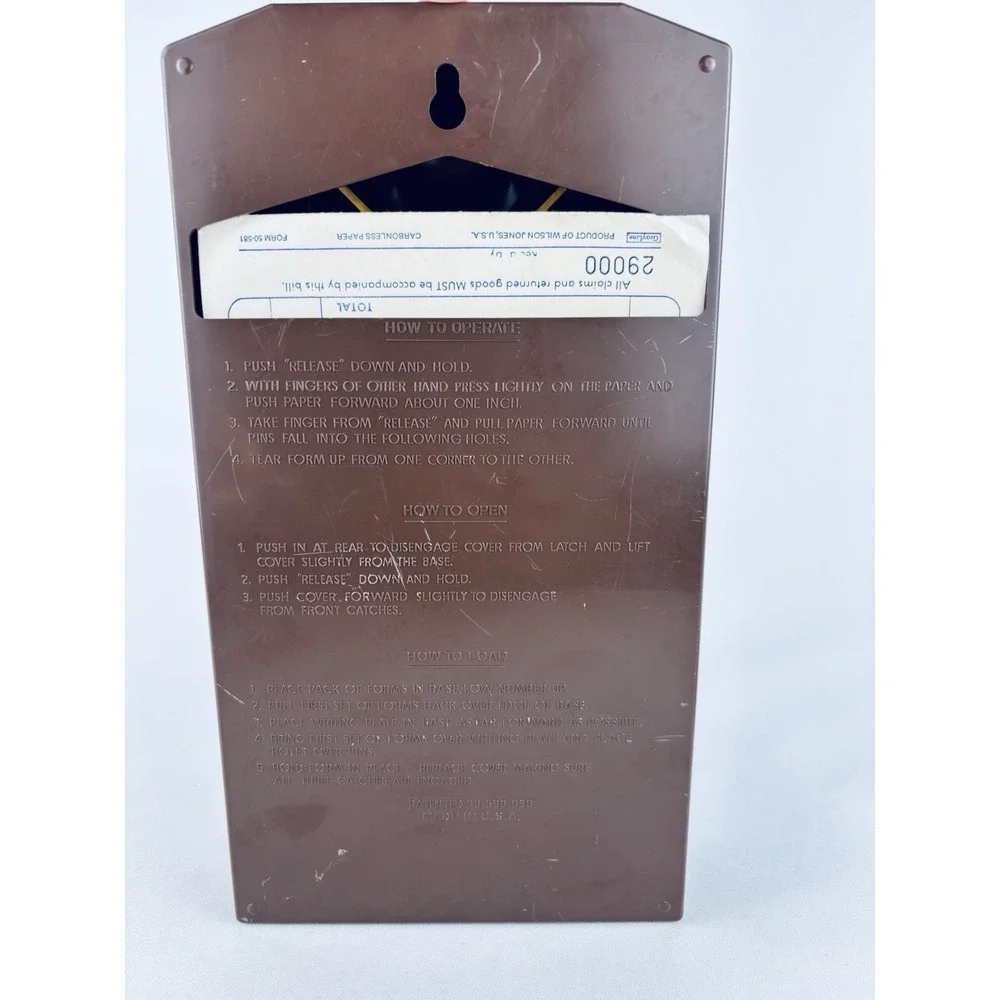 Vintage Brown Wilson Jones Autographic Register Plastic Sales Slips -Retro Decor